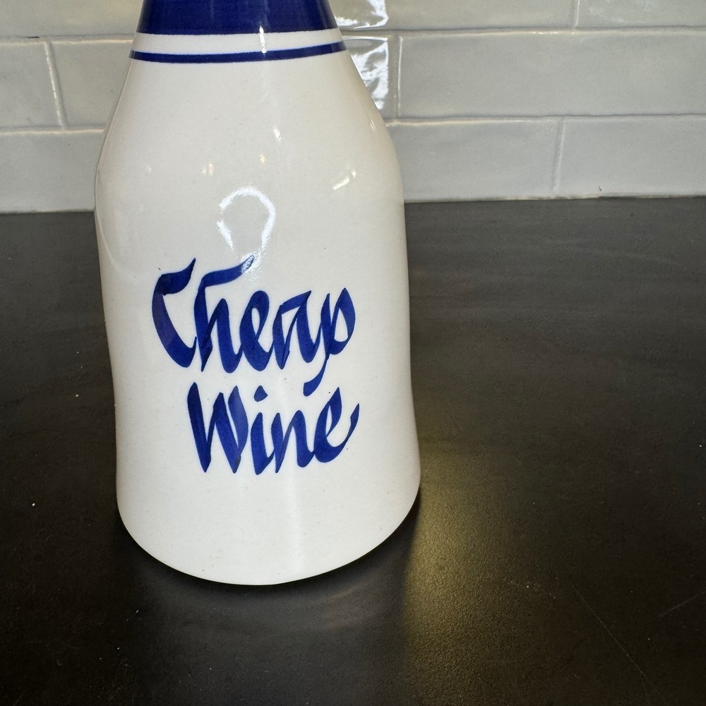 Ceramic Wine Carafe Decanter Large White Blue Cheap Wine Kitsch Decor